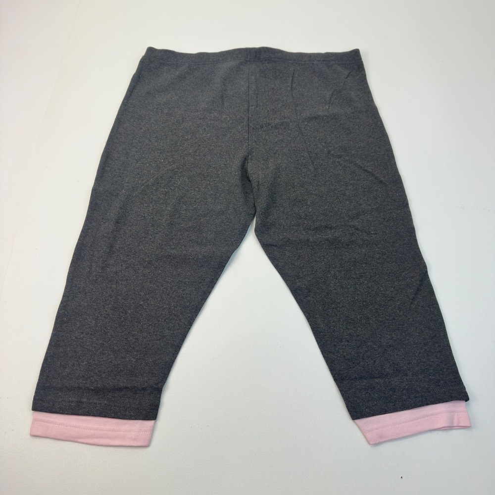 Mix & Co Womens 2X Charcoal Gray Pink Trim Cropped Capri Leggings Pants